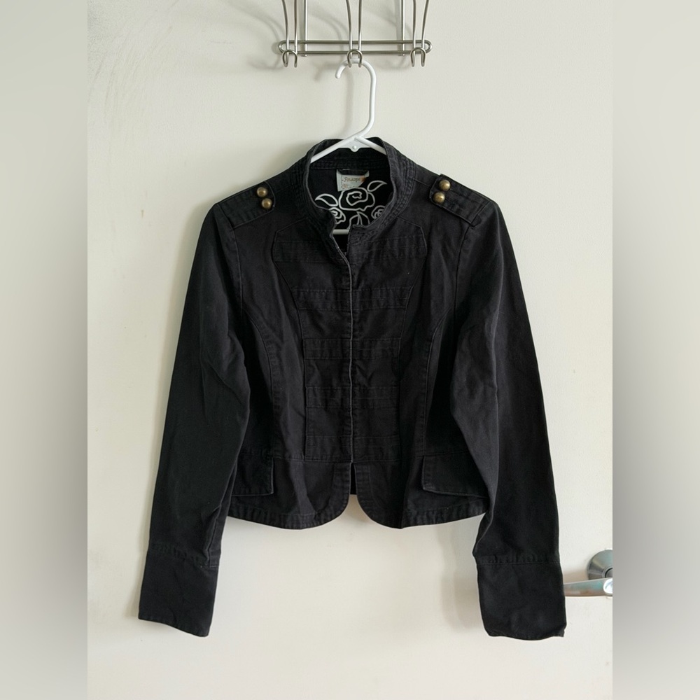 Vintage Y2K Periscope Black Military-Style Jacket